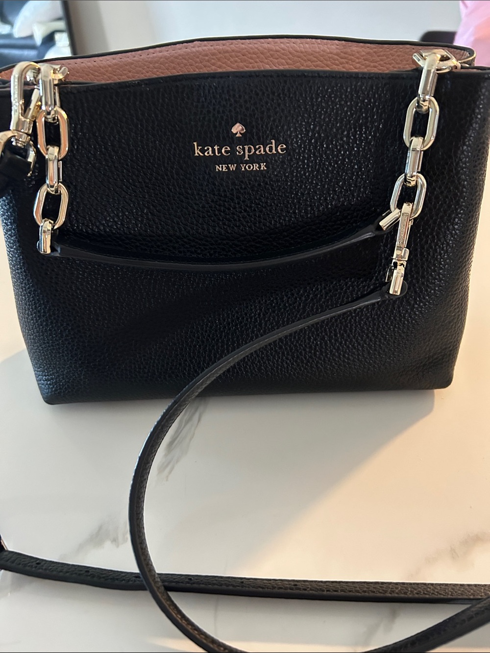 KATE SPADE Black Pebbled Leather purse w/ removable/adjustable straps